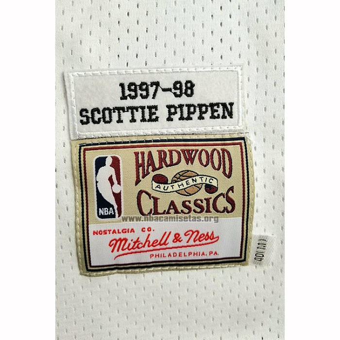 Camiseta Chicago Bulls Scottie Pippen NO 33 Mitchell & Ness 1997-98 Blanco